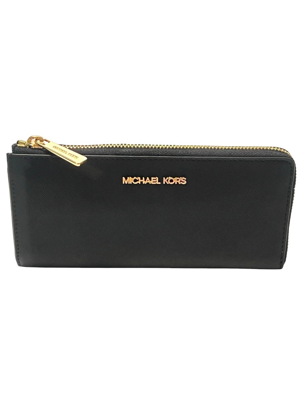 Michael Kors Jet Set Travel Large 3/4 Zip Wallet (Black)